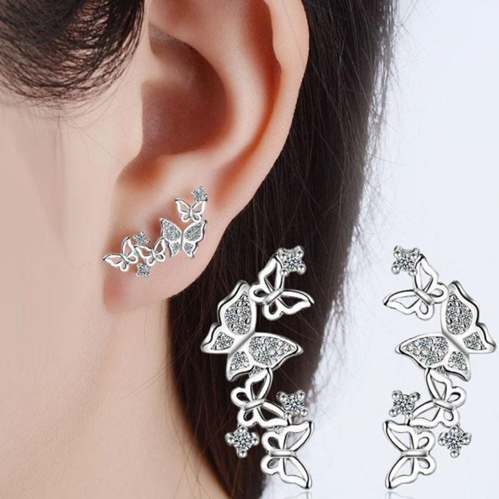 🌸Glitter Hollow Butterflies 18k Gold Plated Butterfly Earrings Women, UNVN12425 - Picture 2 of 4